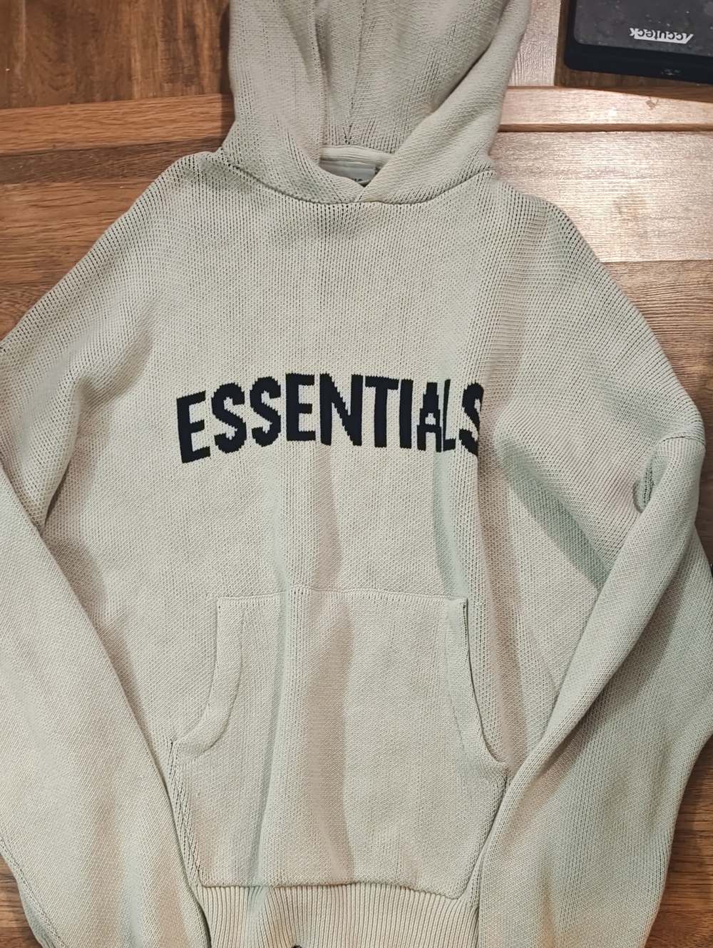 Fear Of God Essentials Heavyweight Knit Hoodie Oatmeal Size Large Oversized